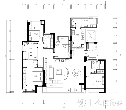 龙湖紫宸140平米四居室新中式风格装修设计，实用且附有中式文化底蕴