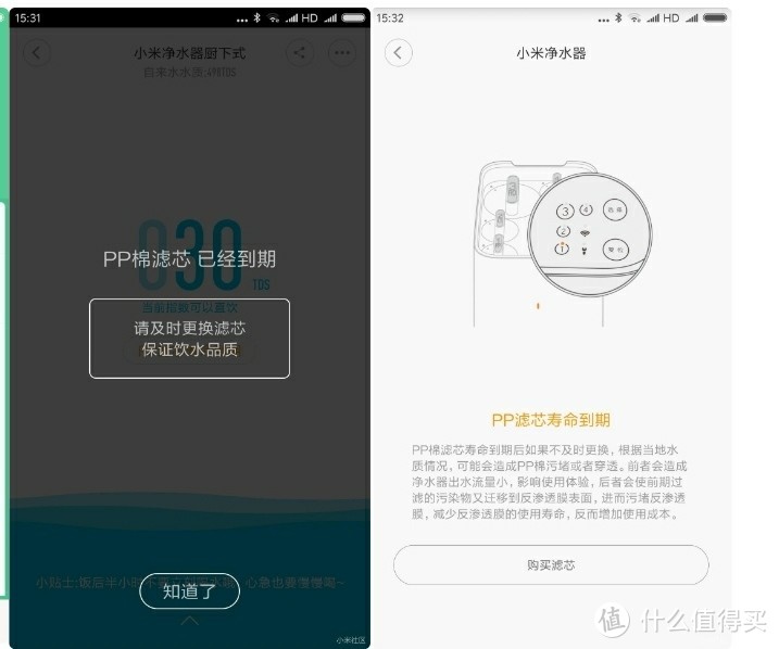 我的小米之家：小米厨下净水器PP棉滤芯更换记及使用体验