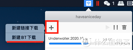 点加号，然后新建BT下载