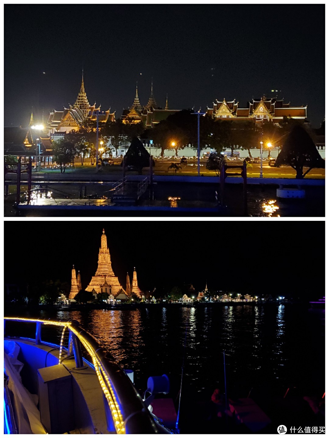 夜游湄南河时看到的大皇宫、郑王庙夜景