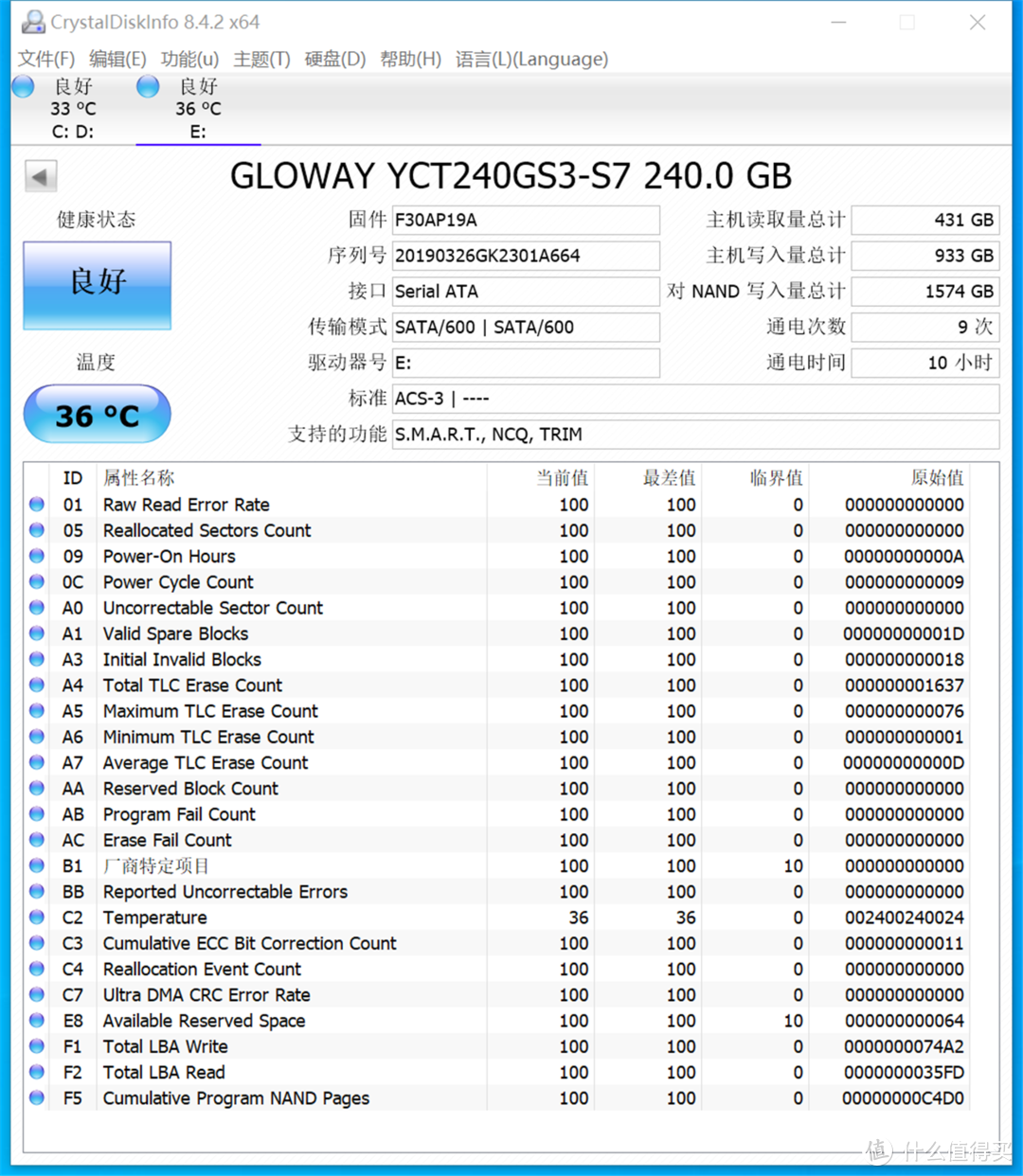 光威Gloway弈系列240GB SSD固态硬盘使用体验