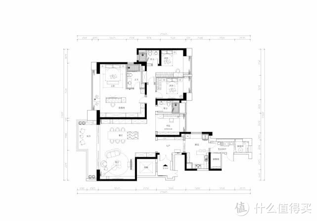 「成都」卡地亚花园城245平米四居室现代风格装修设计