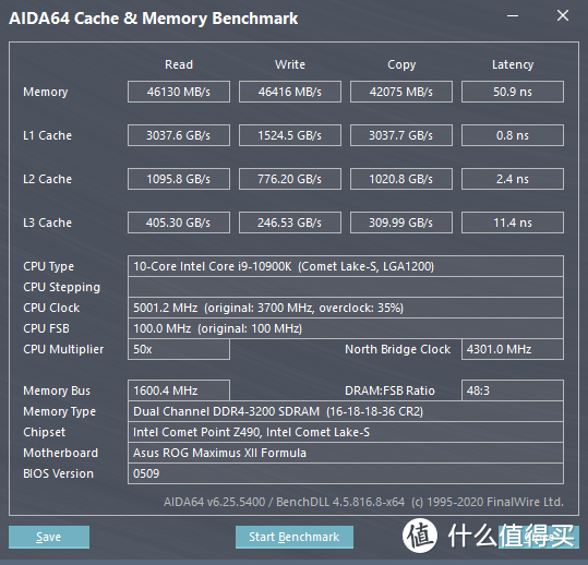 XMP一键超频AIDA64 缓存与内存测试结果