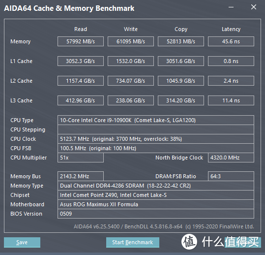 DDR4 4266@1.35v（18-22-22-42） AIDA64 缓存与内存测试