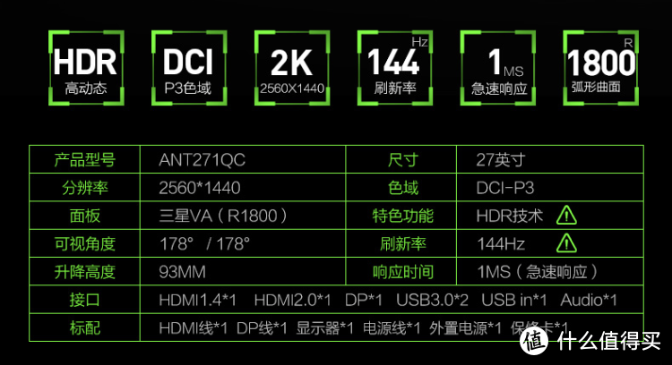 3950X装机番外篇-蚂蚁电竞27英寸144hz电竞显示器ANT271QC评测