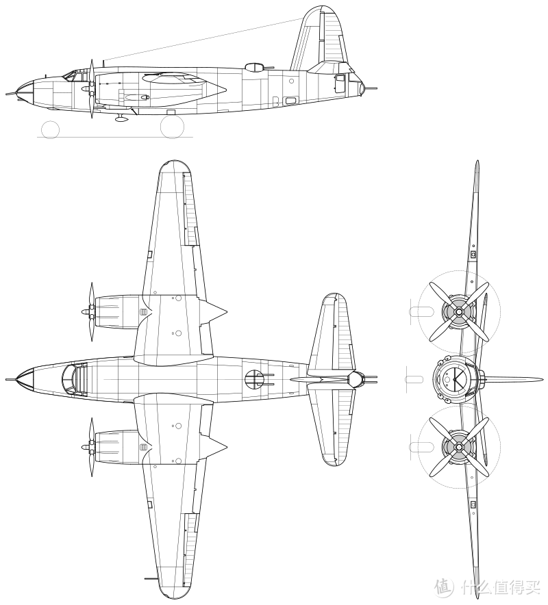 B-26“劫掠者”中型轰炸机三视线图