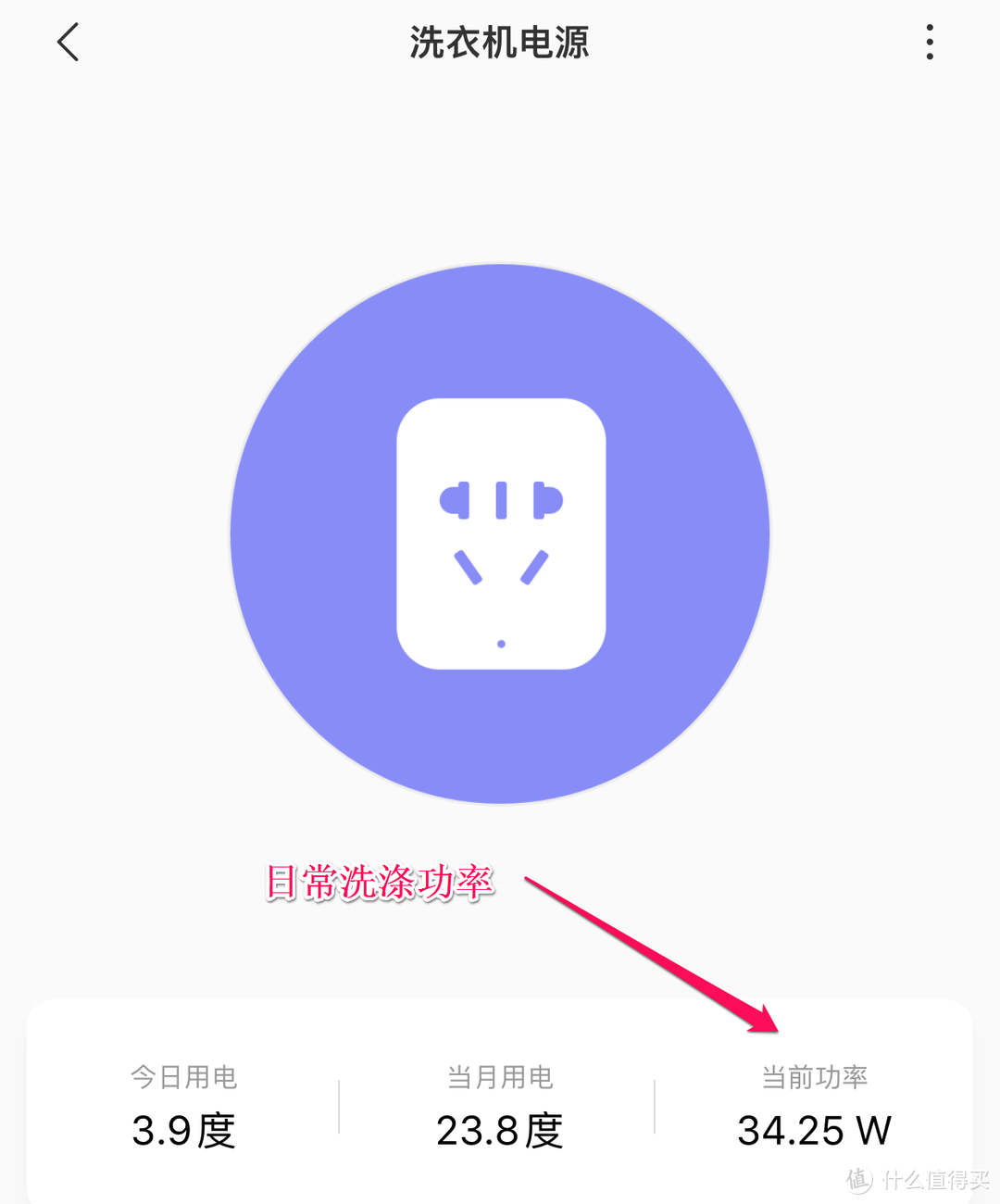 普通洗涤时的功率，只有34.25W