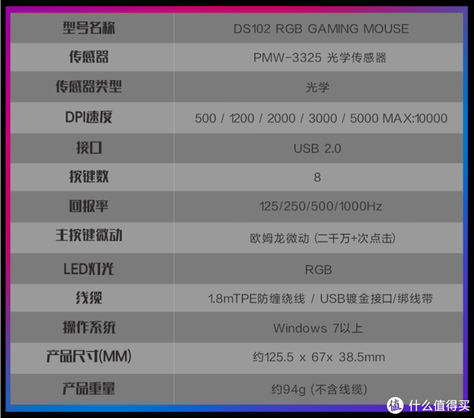 【99元】MSI/微星 DS102 RGB幻彩 游戏电竞鼠标简评