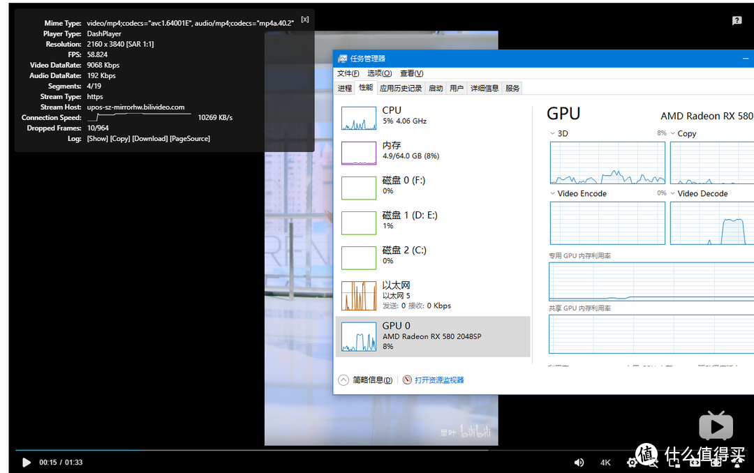  RX580用户打开B站4K120P视频的正确方法