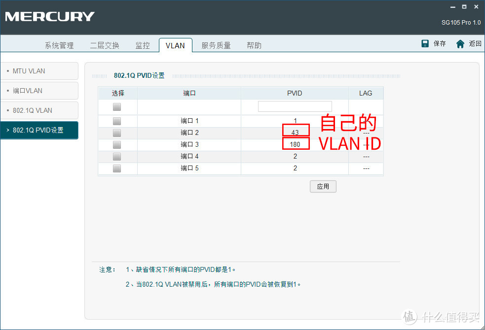 注意填写自己的vlanid