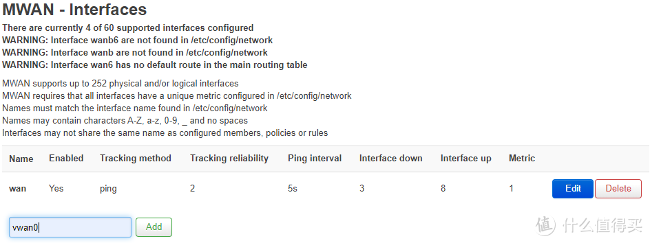 给mwan添加interfaces