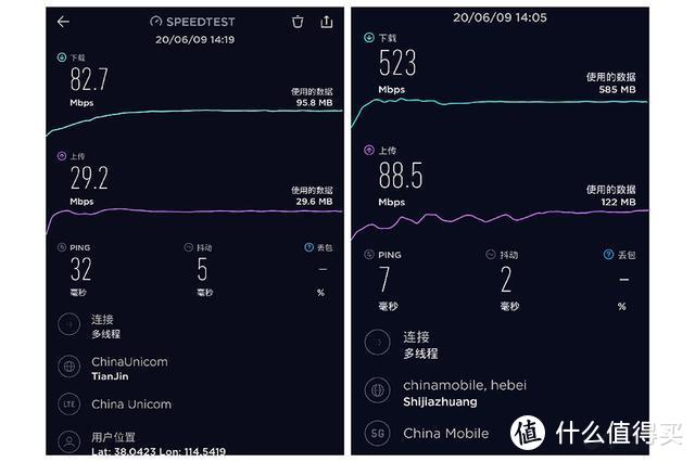 左为4G，右侧为5G