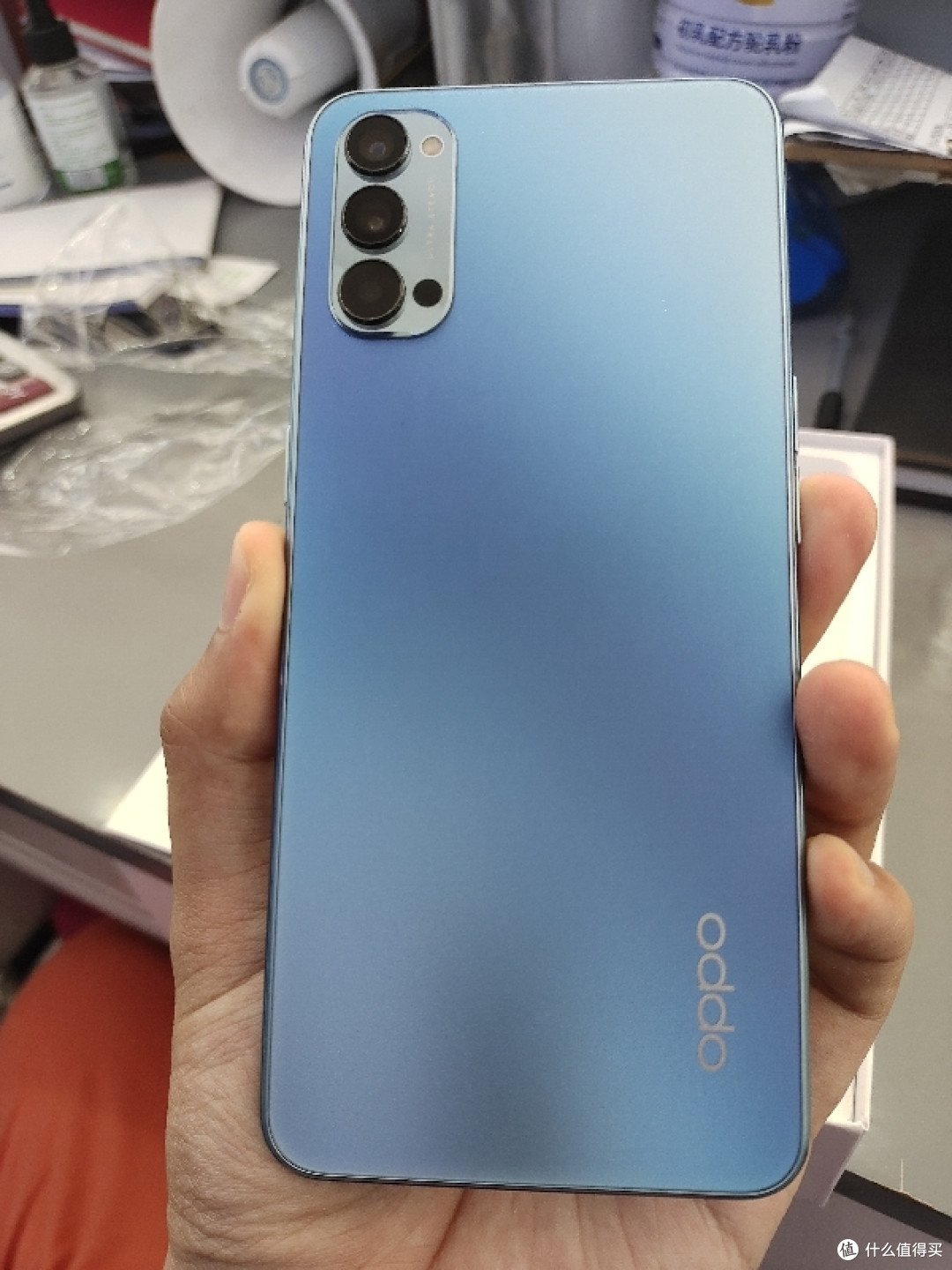 oppo reno4 晶钻蓝新鲜开箱_安卓手机_什么值得买