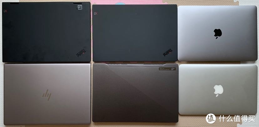 从上至下从左至右分别是：2018 x1 yoga、2019 x1c、mbp13、zook 14u、幻14、mba11