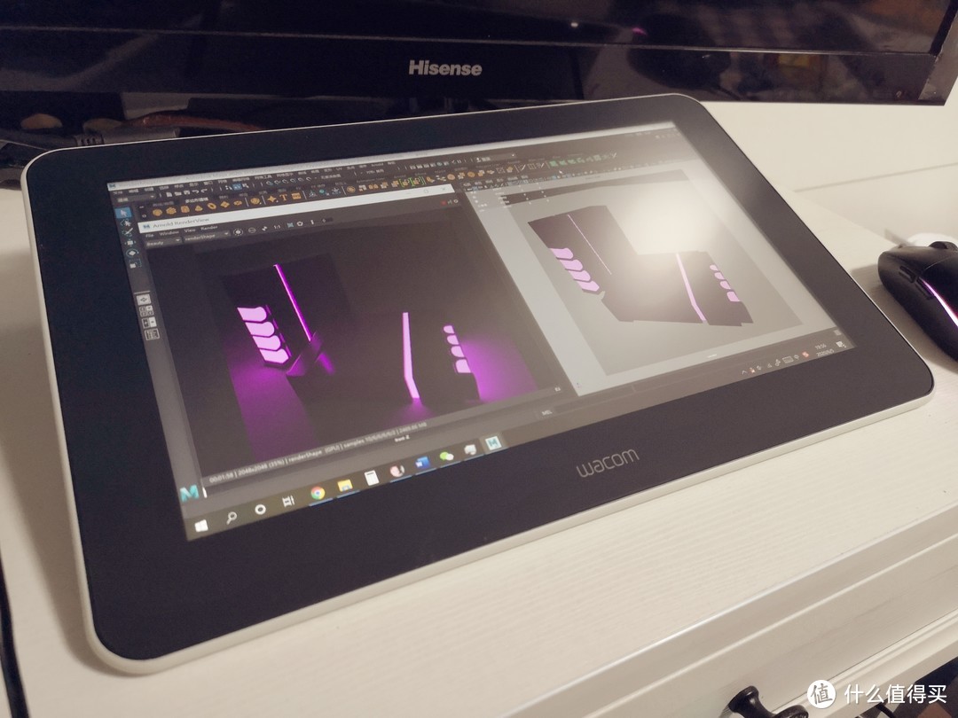 而渲染虽然不需要进行操作，考虑到成品图的色差，Wacom One还是非常香的。