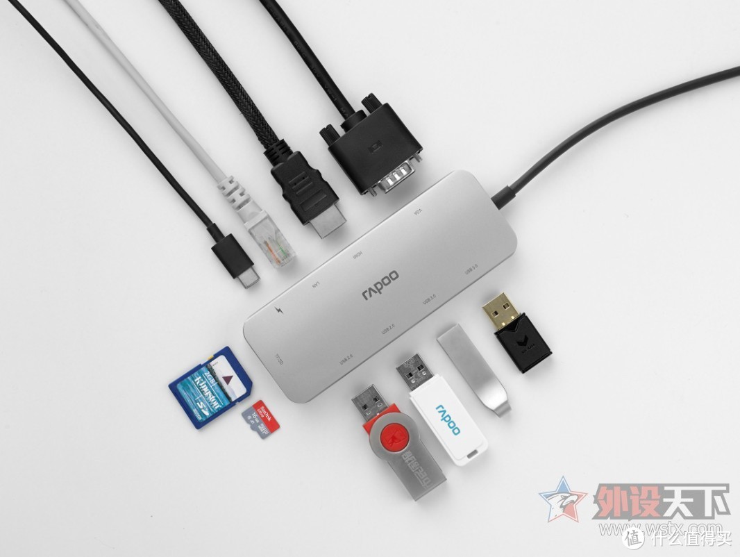 雷柏XD200C USB-C 10口扩展坞分线转换器上市