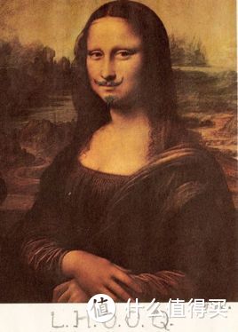蒙娜丽莎可能也是史上被黑次数最多的名画，最有名的一次篡改来自杜尚，他给蒙娜丽莎添了两撇胡子。
