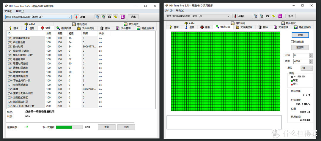 S.M.A.R.T数据也算正常，慢扫一遍没问题。