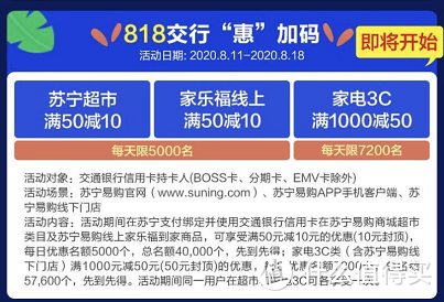 八月上新，盘点苏宁易购最新信用卡优惠活动！