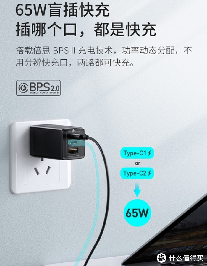 双USB-C最高65W功率、升级GaN2 Pro技术：倍思第二代65W氮化镓充电头上架预售