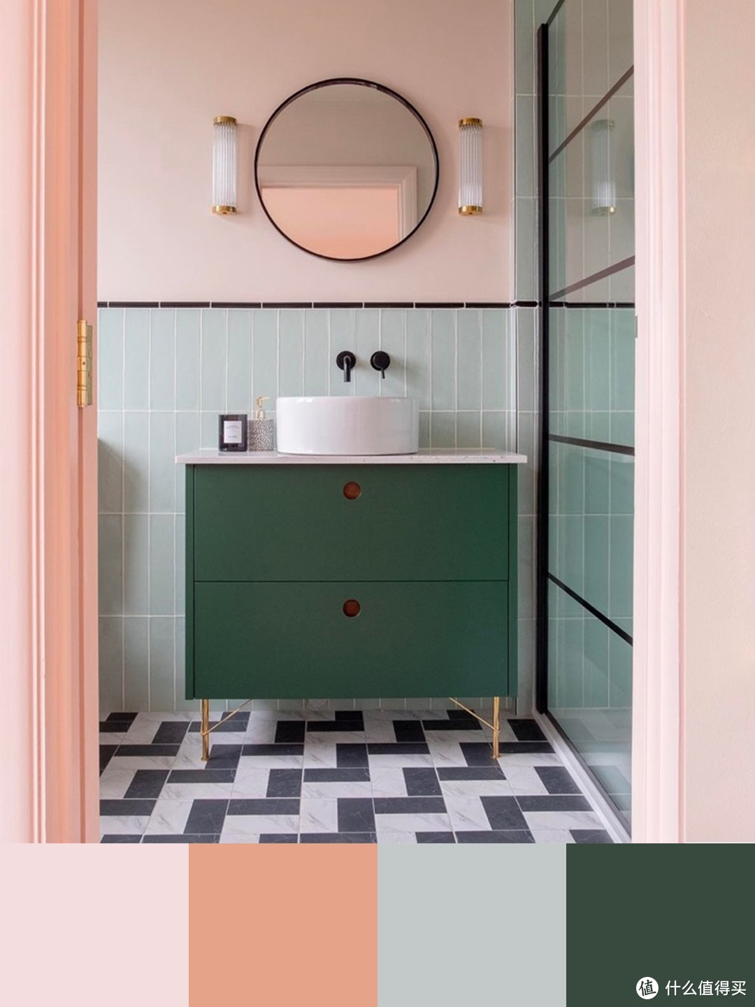 浴室灵感|粉色系卫生间设计分享|附配色