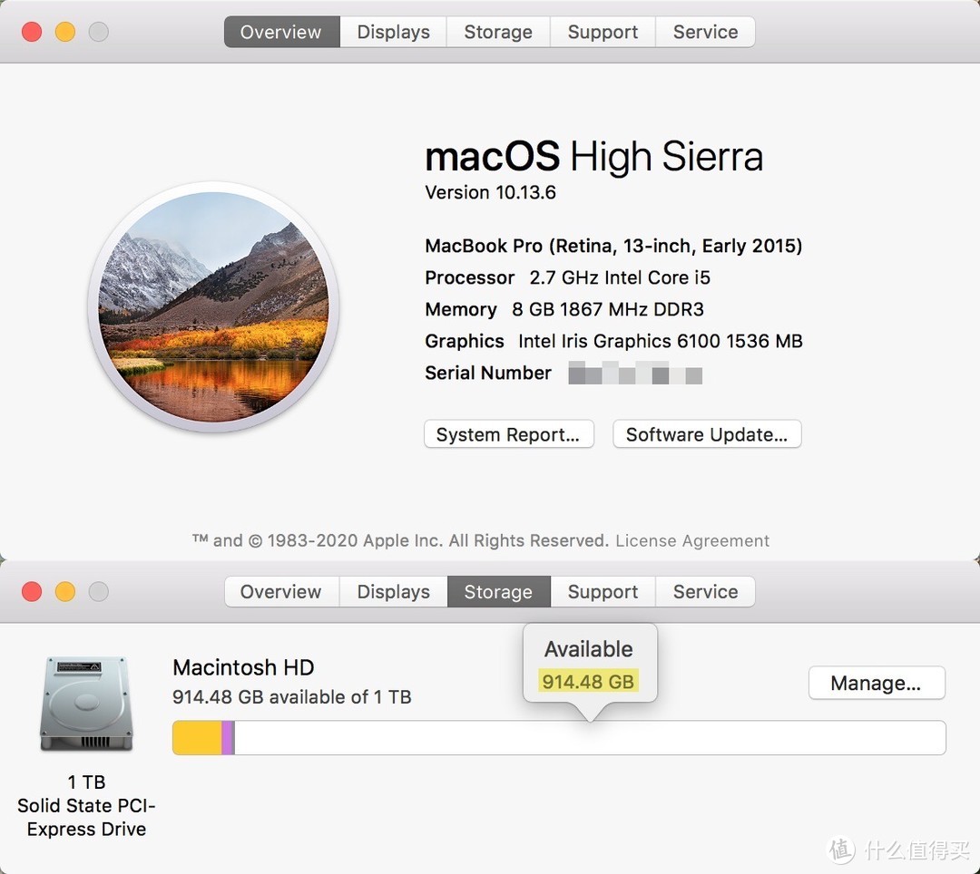 2015Early 版MacBook Pro 10.13 升级1T SSD