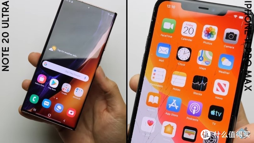 三星Note20 Ultra对比苹果iPhone 11 Pro Max跌落测试，康宁新玻璃立功