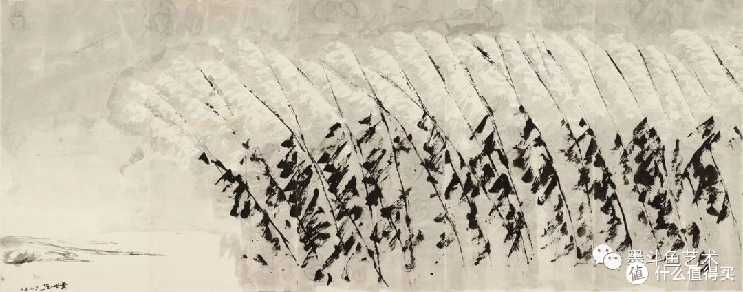 叶世强 《一列苇》138x345cm 纸本水墨 2008年