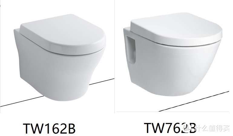 TOTO两款智洁釉壁挂马桶，TW162B和TW762B，都是D型座圈