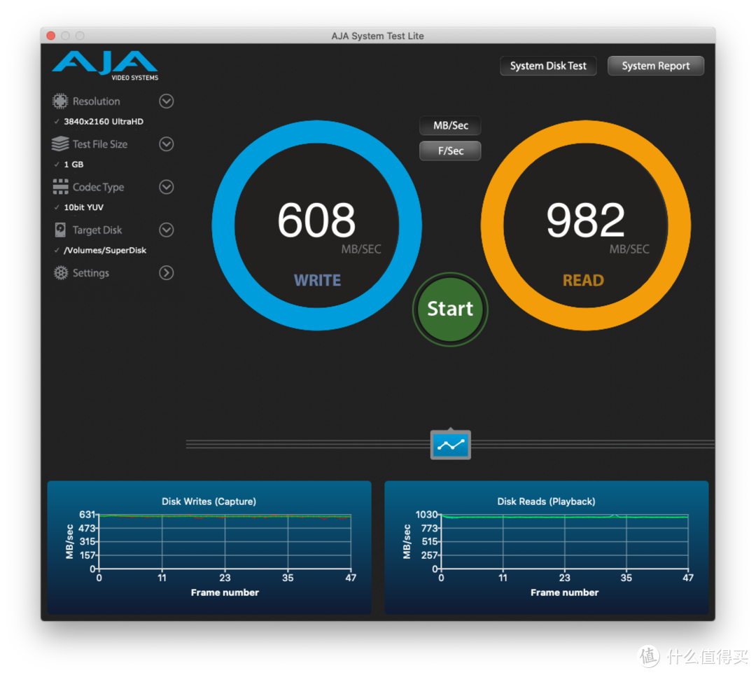 使用 AJA System Test Lite 测试