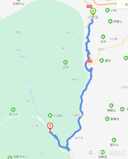 泸定县到海螺沟最短路程，用时也最少