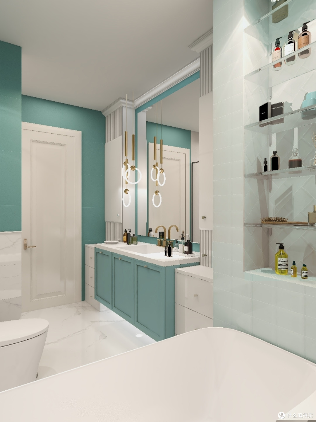 小清新浴室设计|轻奢感tiffany蓝