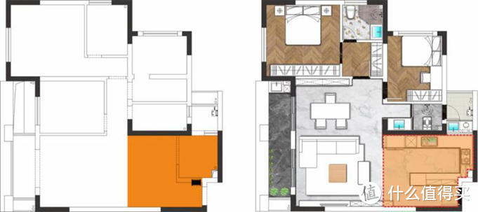 户型改造：弱化餐厨区，一家三口的空间还能这样玩