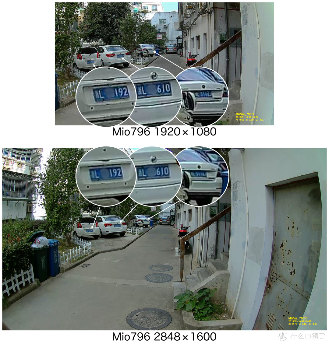 △相同拍摄位置下，Mio796远焦（1080P）比近焦（1600P）更加清晰