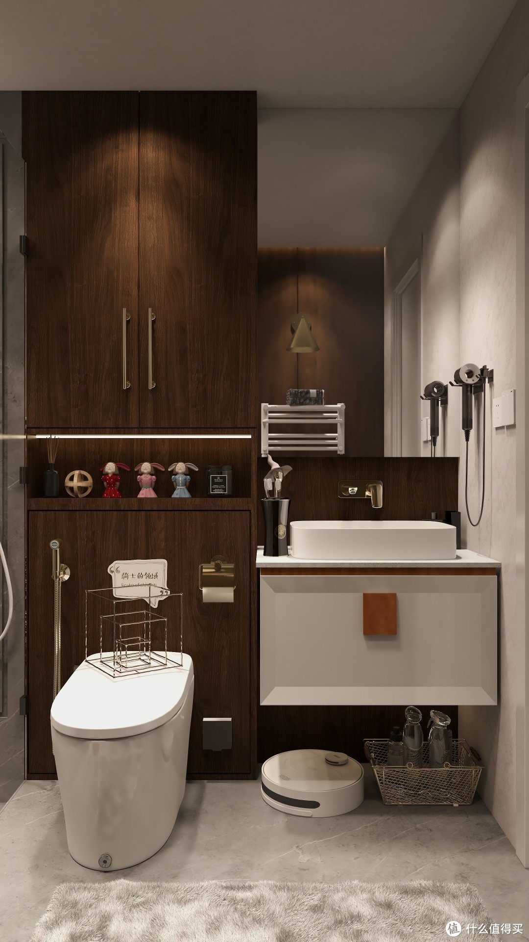 现代风格木质浴室🛀|置物花洒升级收纳