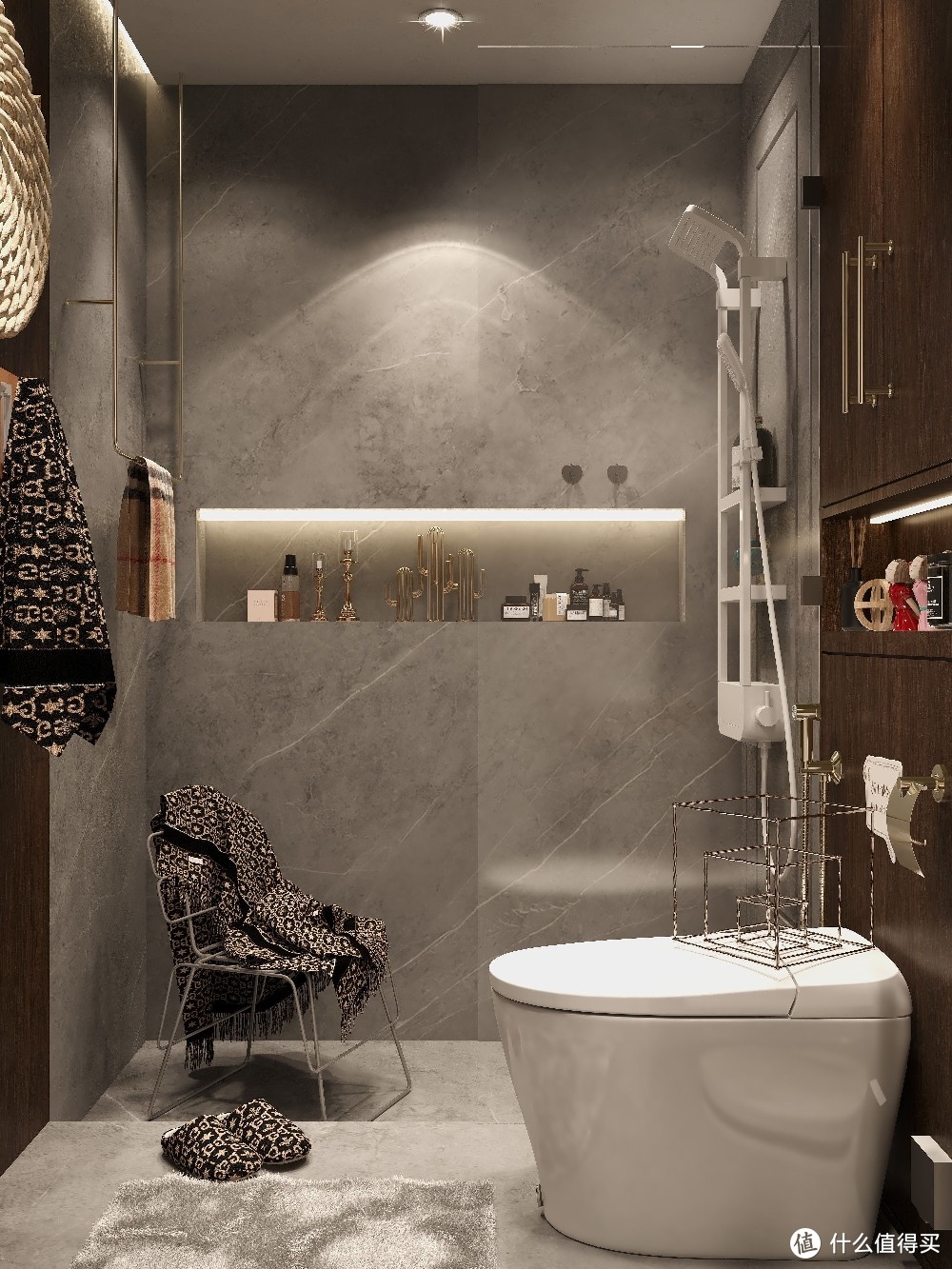 现代风格木质浴室🛀|置物花洒升级收纳
