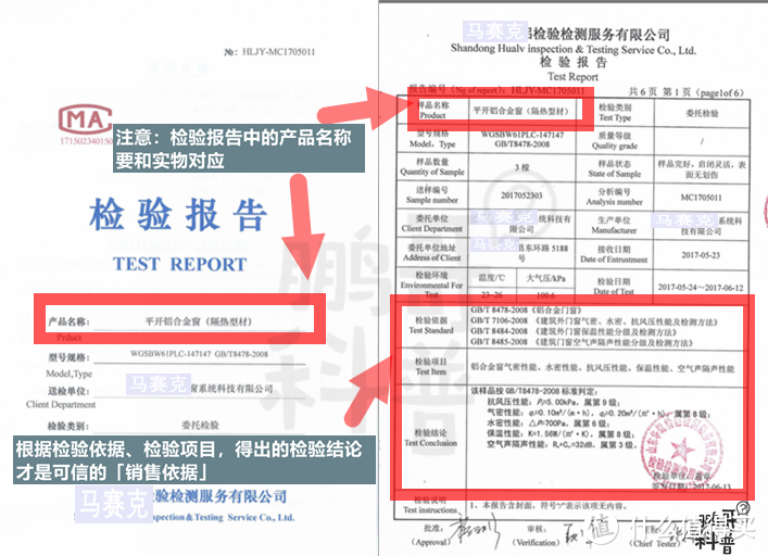 △ 某门窗的性能检测报告；  保温性能看 K 值；