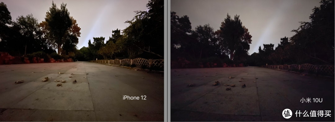 苹果iPhone 12 与小米 10 至尊纪念版超广角夜间拍照详细对比
