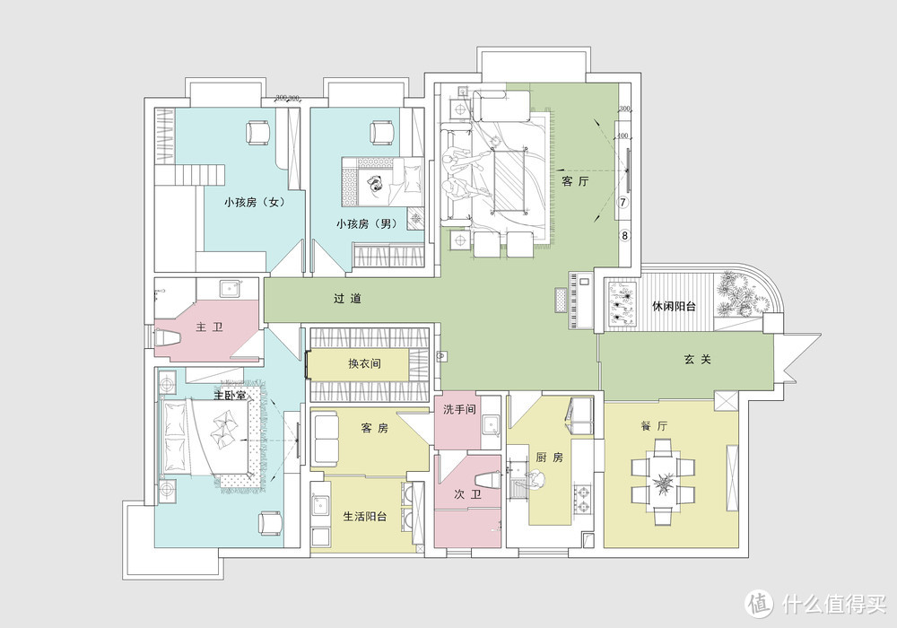 80后阿姨的地中海风格新家，145㎡四房，最后主卧室和小孩房太好看