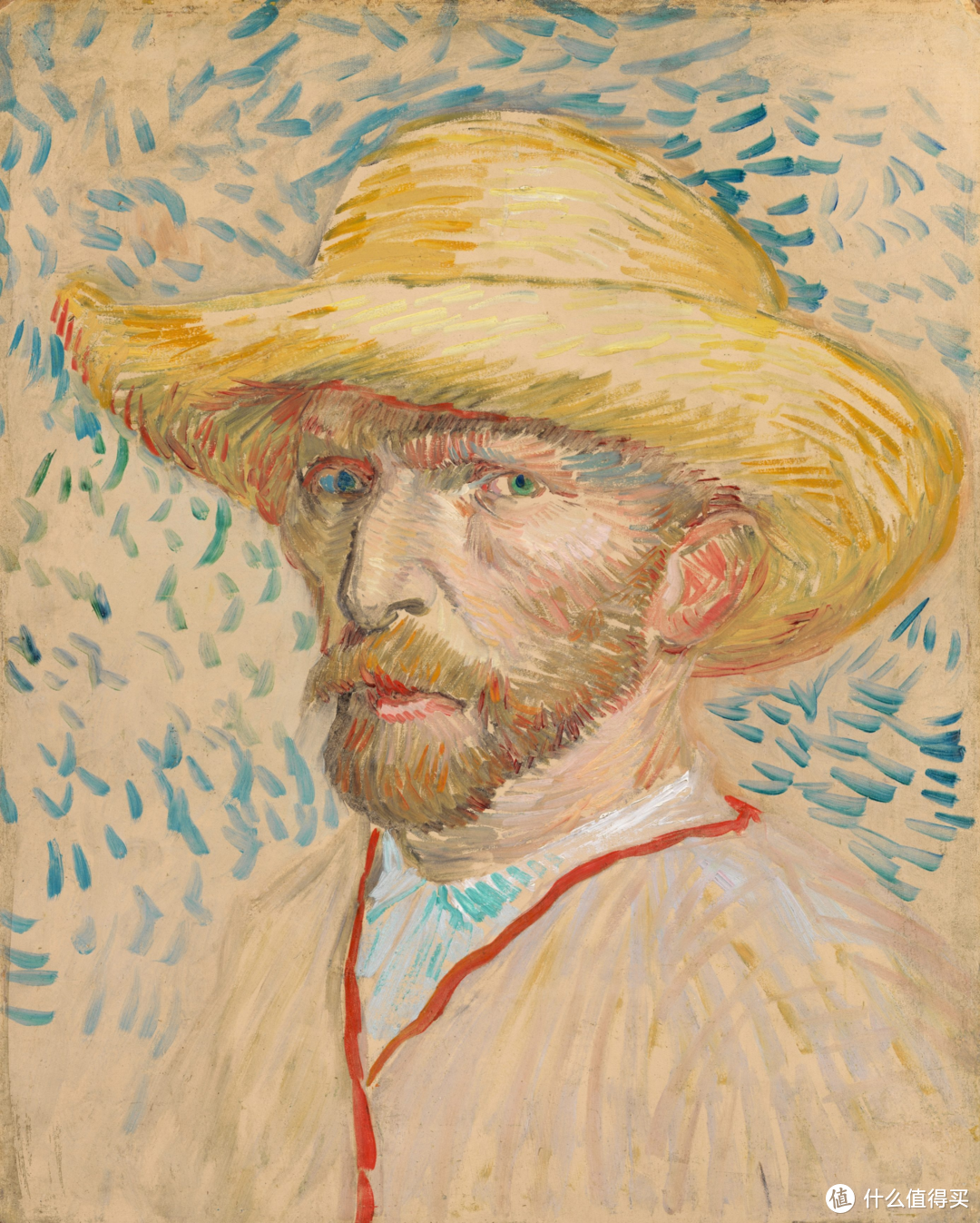 Self-Portrait with Straw Hat by Vincent van Gogh