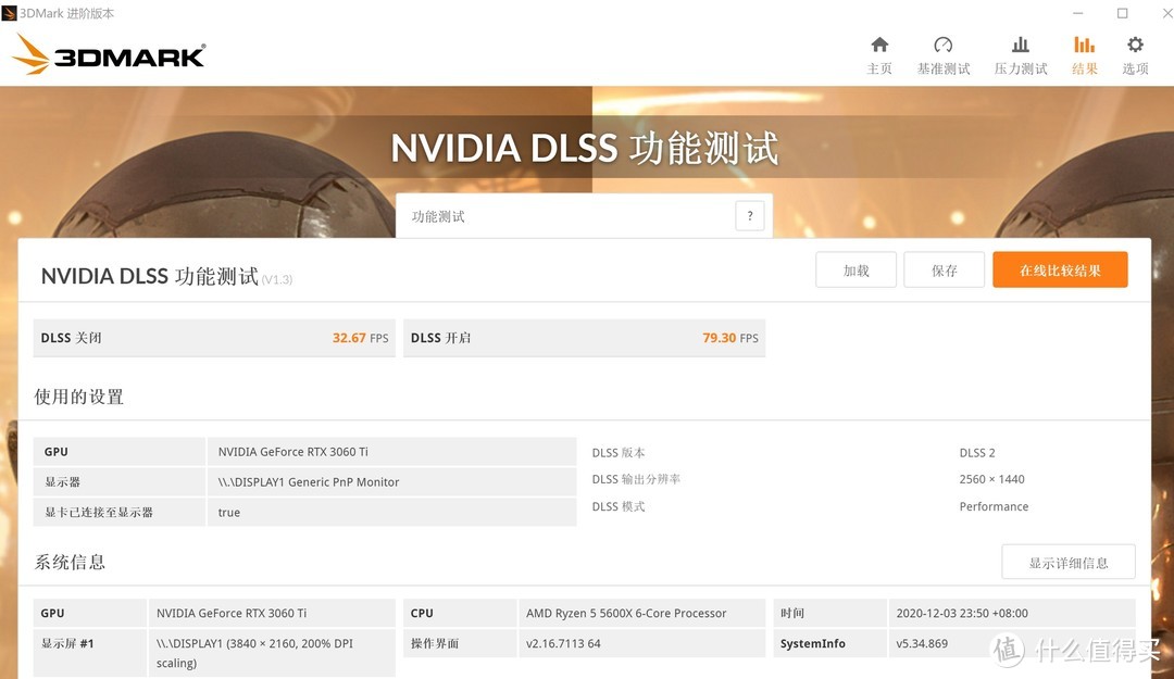 DLSS测试，2K performance 下开启DLSS 为79.3FPS