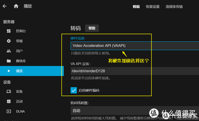 阿文菌图-Jellyfin设置中开启硬件加速