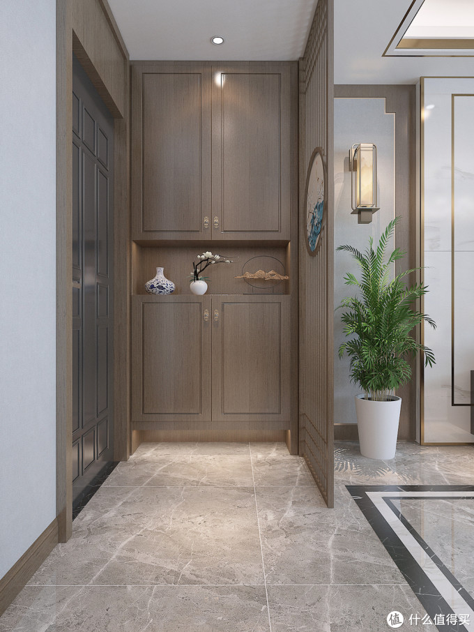 东莞夫妻的禅意中式风坚持以简洁为主入户玄关效果就让人着迷