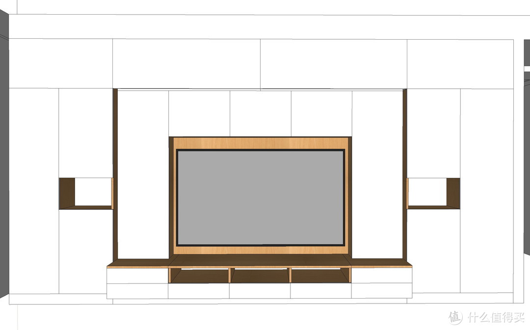电视背景收纳柜，电视+投影幕+收纳一体化