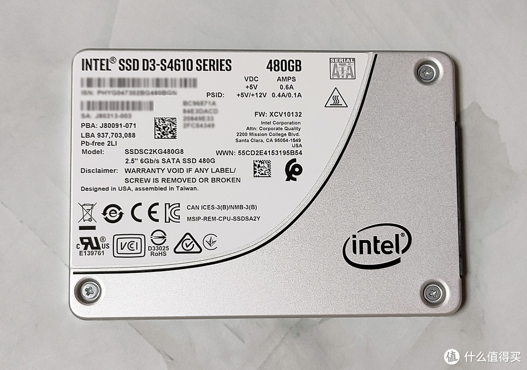 7200转2.5英寸硬盘报警提醒，于是换上了Intel SSD D3-S4610 480GB硬盘