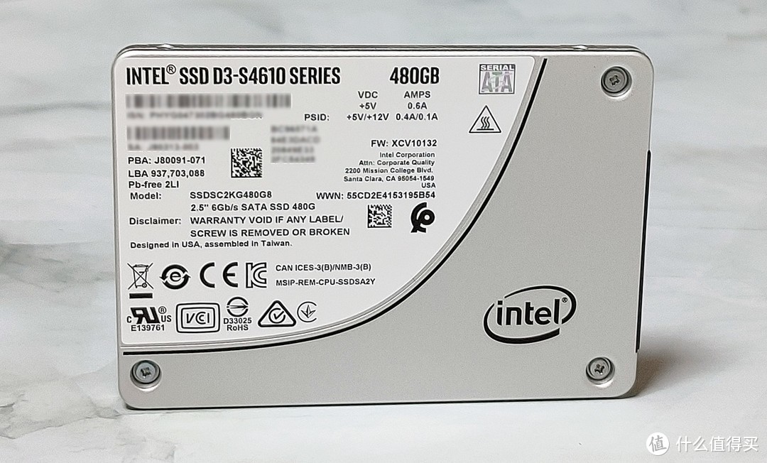 7200转2.5英寸硬盘报警提醒，于是换上了Intel SSD D3-S4610 480GB硬盘