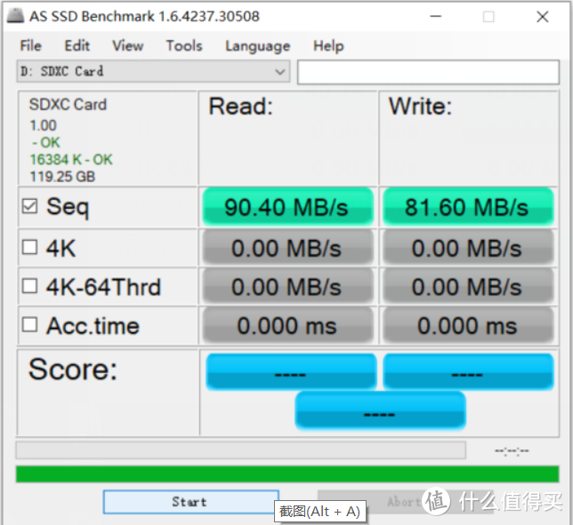 AS SDD赶紧测试一下，80M+的写入，90M+的读取也算正常了。