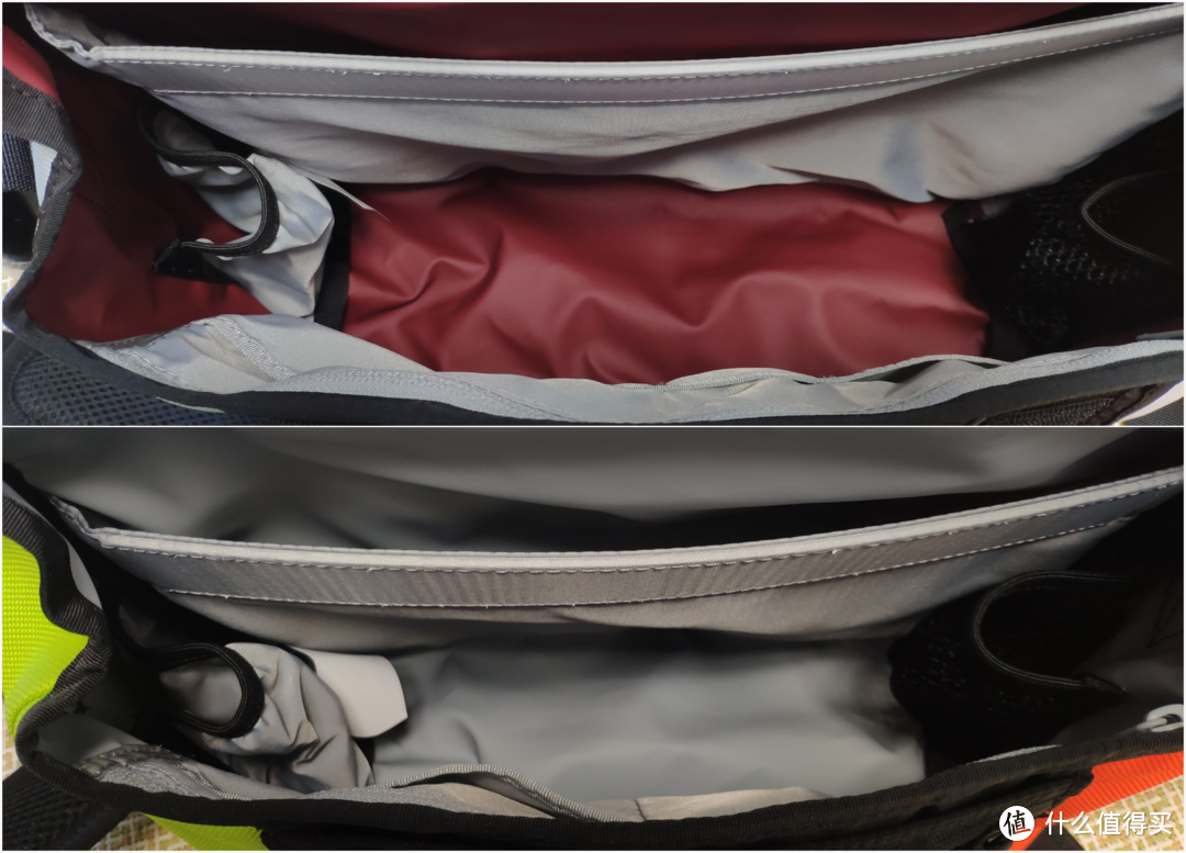 内部构造相同，主袋，笔记本隔层，雨伞袋，水杯袋