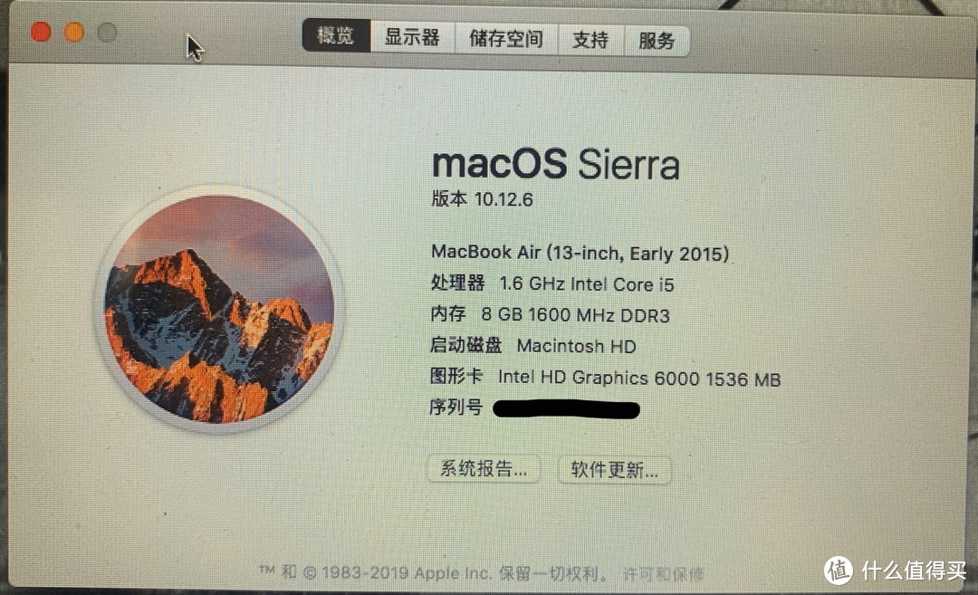 5年前的机器了，一直没有升级系统，还是macOS Sierra 10.12.6