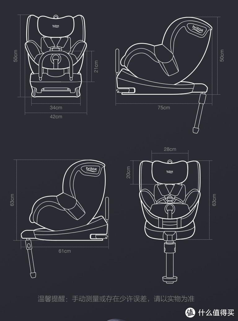 Britax Dualfix II（双面骑士 II）尺寸